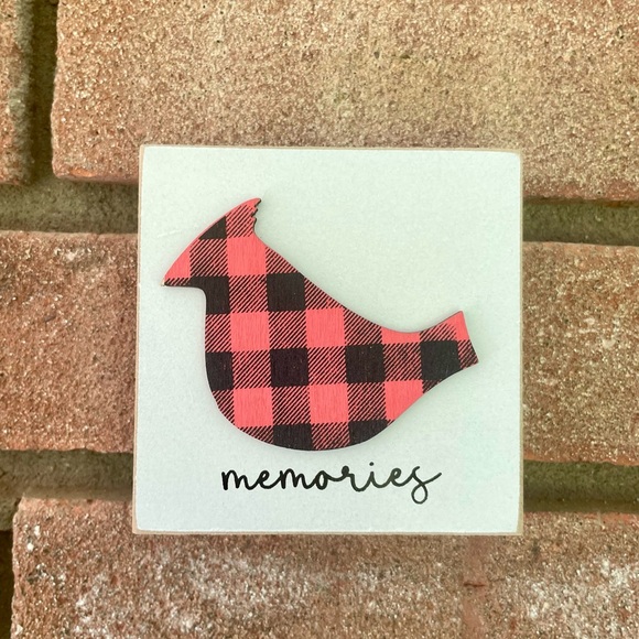 *Buffalo Check Cardinal Memories Block Shelf Sitter - Picture 6 of 13